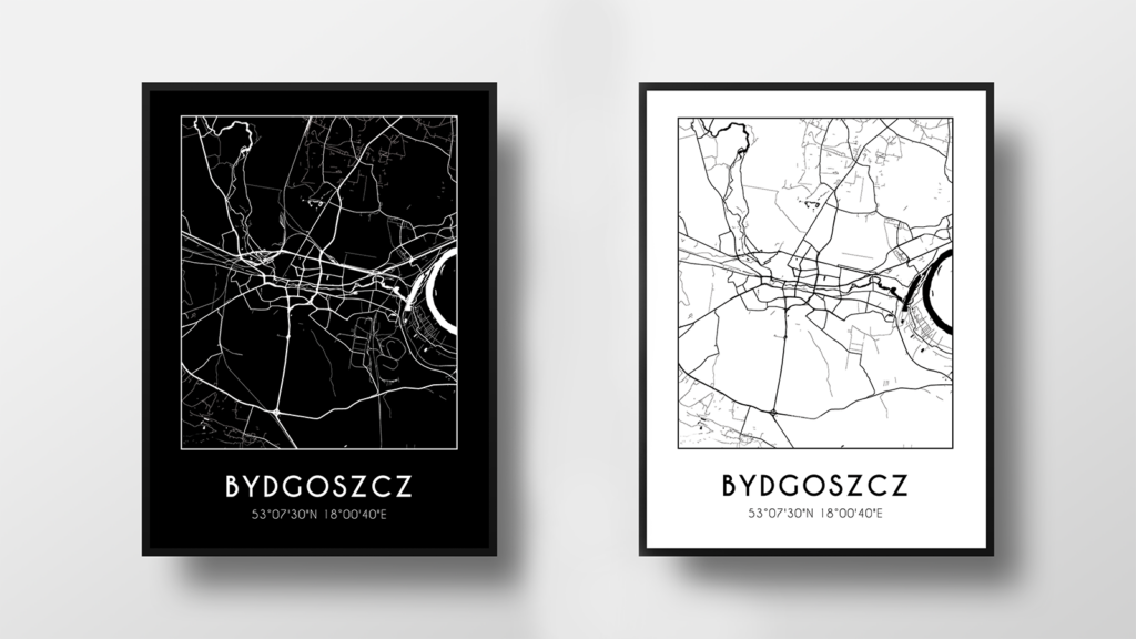 plakat z mapa Bydgoszczy